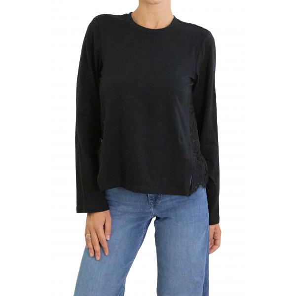 Maglia con retro in pizzo girocollo Only